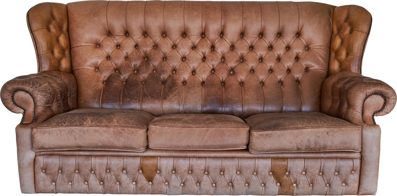 Old Brown Leather Sofa Couch Luxury Furniture